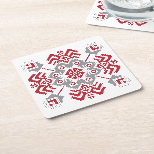 Lets Auseklis Folk art geometric medallion Kartonnen Onderzetters (Schuin)