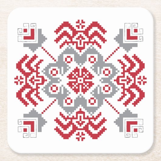 Lets Auseklis Folk art geometric medallion Kartonnen Onderzetters (Voorkant)