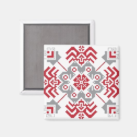 Lets Auseklis Folk art geometric medallion Magneet (Voorkant / Achterkant)