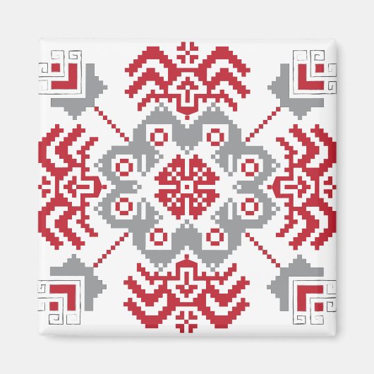 Lets Auseklis Folk art geometric medallion Magneet (Voorkant)