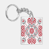 Lets Auseklis Folk art geometric medallion Sleutelhanger (Voorkant Links)