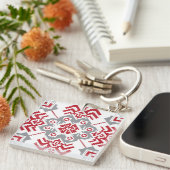 Lets Auseklis Folk art geometric medallion Sleutelhanger (Voorkant Rechts)