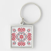 Lets Auseklis Folk art geometric medallion Sleutelhanger (Voorkant)