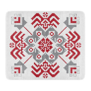 Lets Auseklis Folk art geometric medallion Snijplank