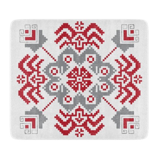 Lets Auseklis Folk art geometric medallion Snijplank (Voorkant)