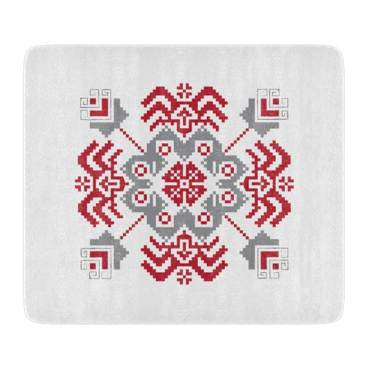 Lets Auseklis Folk art geometric medallion Snijplank (Voorkant)