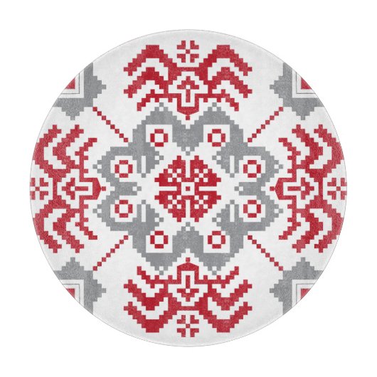 Lets Auseklis Folk art geometric medallion Snijplank (Voorkant)