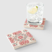 Lets Auseklis Folk art geometric medallion Stenen Onderzetter (Zijkant)