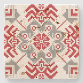 Lets Auseklis Folk art geometric medallion Stenen Onderzetter (Voorkant)