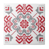 Lets Auseklis Folk art geometric medallion Tegeltje (Voorkant)