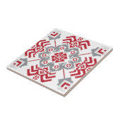 Lets Auseklis Folk art geometric medallion Tegeltje (Zijkant)