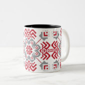 Lets Auseklis Folk art geometric medallion Tweekleurige Koffiemok (Voorkant rechts)