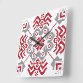 Lets Auseklis Folk art geometric medallion Vierkante Klok (Hoek)