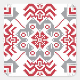 Lets Auseklis Folk art geometric medallion Vierkante Sticker