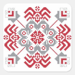 Lets Auseklis Folk art geometric medallion Vierkante Sticker