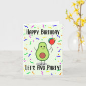 Let's Avo Party - Grappige Avocado Verjaardag Kaar Kaart (Gele Bloem)