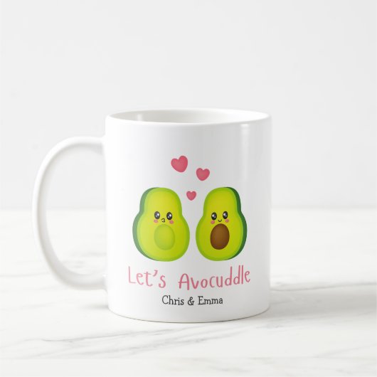 Let's Avocuddle - Aangepaste Avocado-paarnamen Koffiemok (Links)