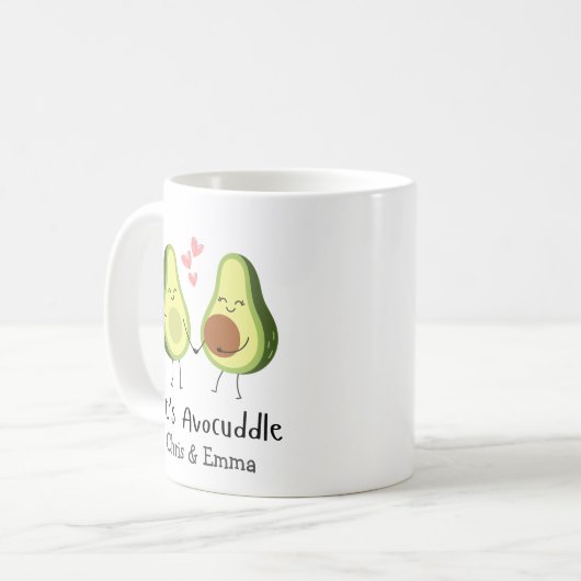 Let's Avocuddle - Aangepaste Avocado-paarnamen Koffiemok (Voorkant links)