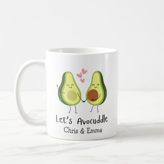 Let's Avocuddle - Aangepaste Avocado-paarnamen Koffiemok (Links)