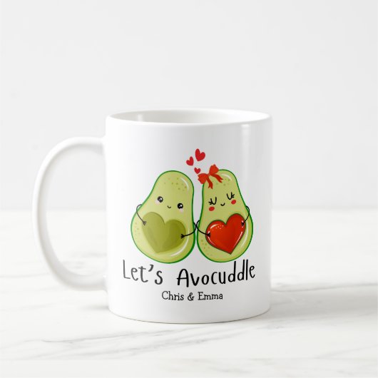 Let's Avocuddle - Aangepaste Avocado-paarnamen Koffiemok (Links)