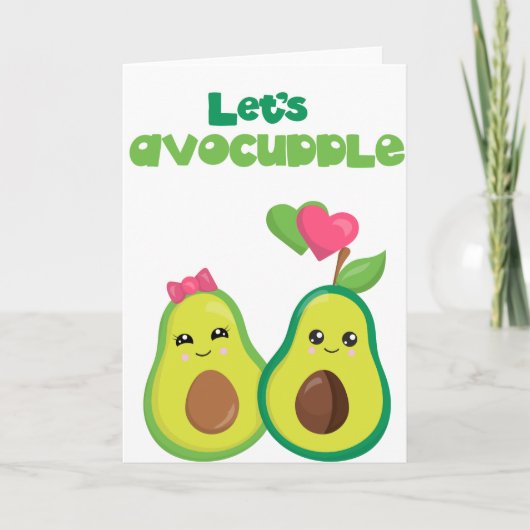 Lets AvoCuddle Avocado Love Jubileum Birthday Kaart (Voorkant)