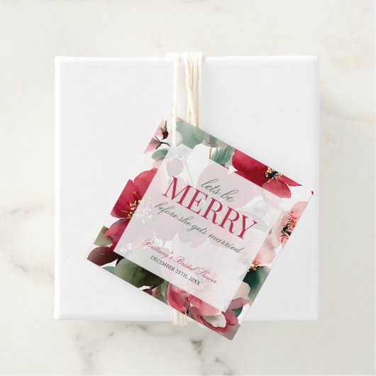Let's Be Merry Christmas Bridal Shower Bedankjes Labels (In situ)