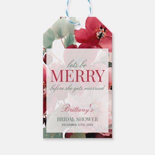 Let's Be Merry Christmas Bridal Shower Cadeaulabel (Voorkant)