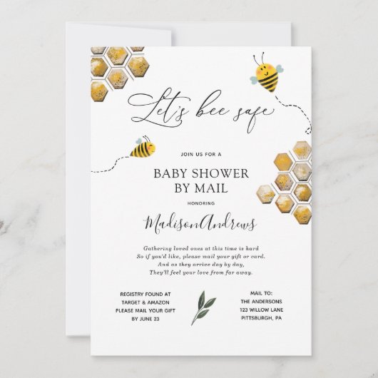 Let's Bee Safe Baby shower per post Kaart (Voorkant)