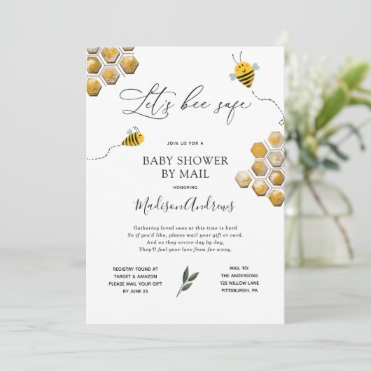 Let's Bee Safe Baby shower per post Kaart (Staand voorkant)