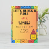 Let's Block & Roll Birthday invitation Kaart (Staand voorkant)