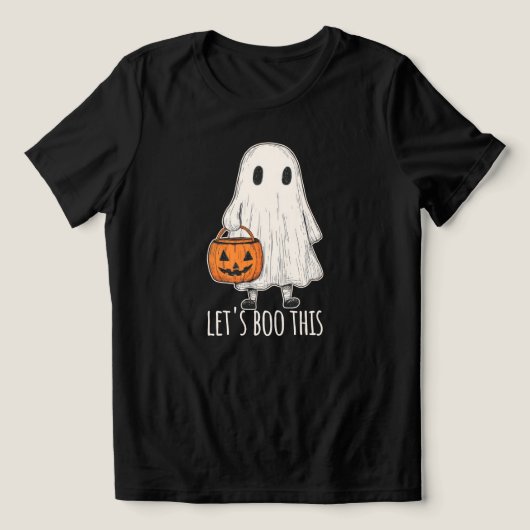 Let's Boo This Fun Ghost Trick or Treat Tri-Blend Shirt (Design voorkant)