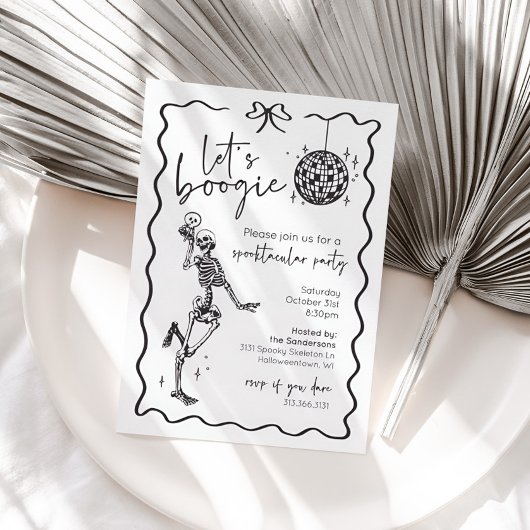 Let's Boogie Skeleton Halloween Invitation Kaart