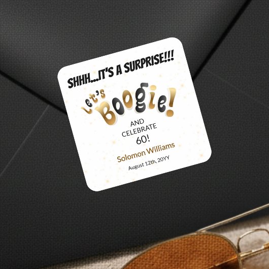 Let's Boogie Surprise 60e Verjaardag Envelope Zege Vierkante Sticker