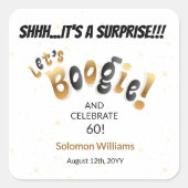 Let's Boogie Surprise 60e Verjaardag Envelope Zege Vierkante Sticker (Voorkant)
