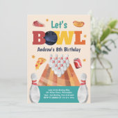 Let's Bowl Bowling Birthday Party Invitation Kaart (Staand voorkant)