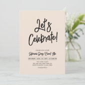 Let's Celebrate | Black Brus Script Event & Party Kaart (Staand voorkant)