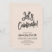 Let's Celebrate | Black Brus Script Event & Party Kaart (Voorkant / Achterkant)