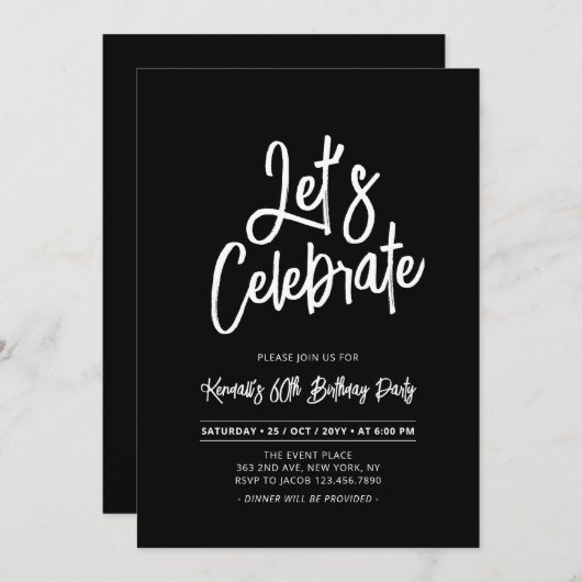 Let's Celebrate | Chique Script 60e verjaardag Par Kaart (Voorkant / Achterkant)