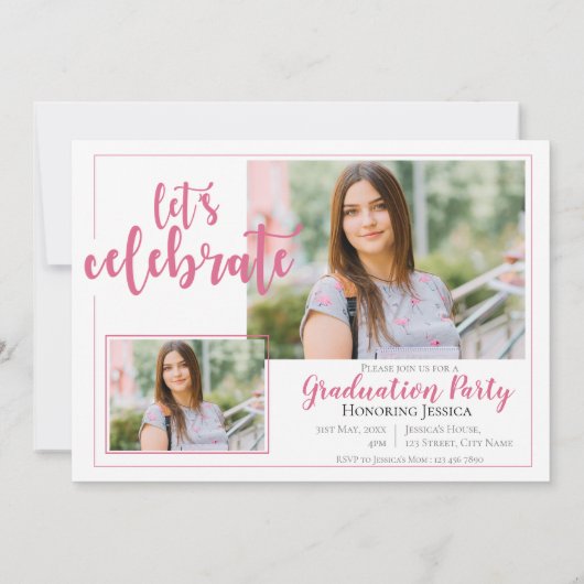 Let's Celebrate | Hoger Afstudeerder | Roze Afstud Kaart (Achterkant)