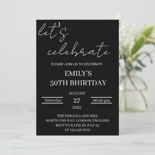 Let's Celebrate Invitation Sjabloon, bewerkbare Su Kaart (Staand voorkant)