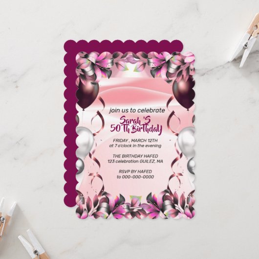 Let's Celebrate Invitation Template, Editable Surp Kaart (Voorkant / Achterkant in situ)