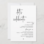 Let's Celebrate, Minimal Modern Wedding Reception Kaart (Voorkant)