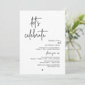 Let's Celebrate, Minimal Modern Wedding Reception Kaart (Staand voorkant)