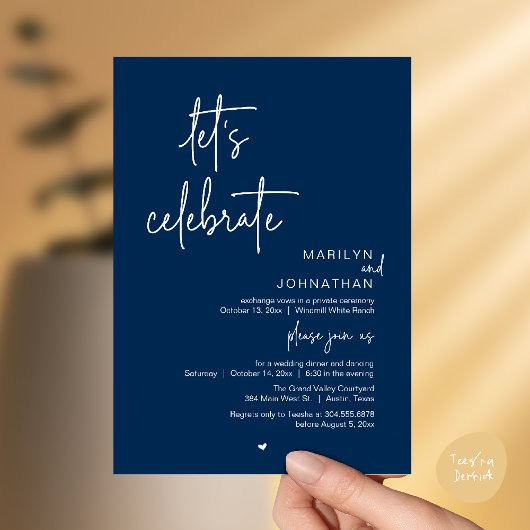 Let's Celebrate, Minimal Modern Wedding Reception Kaart