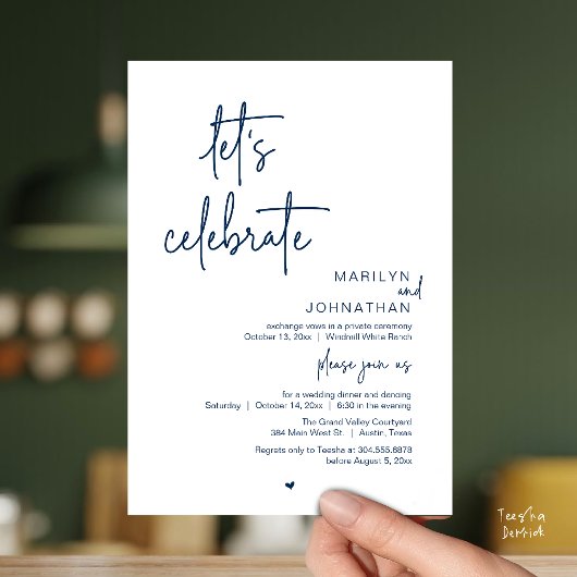 Let's Celebrate, Minimal Modern Wedding Reception Kaart
