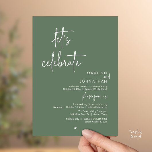 Let's Celebrate, Minimal Modern Wedding Reception Kaart