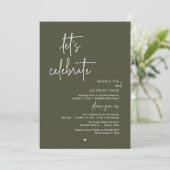 Let's Celebrate, Minimal Modern Wedding Reception Kaart (Staand voorkant)