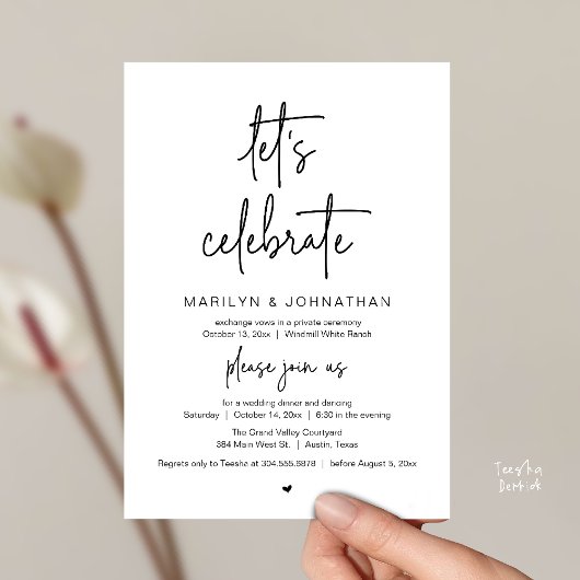 Let's Celebrate, Modern Minimal Wedding Reception Kaart