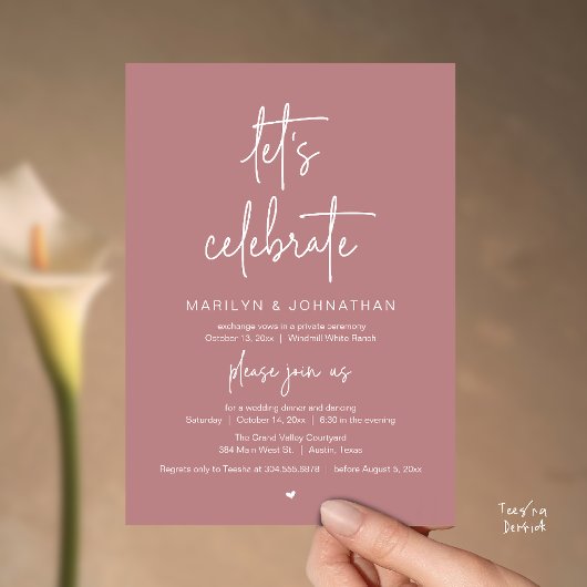 Let's Celebrate, Modern Minimal Wedding Reception Kaart