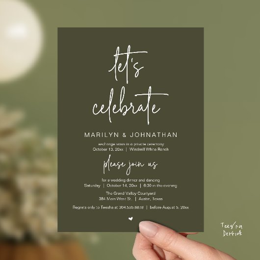 Let's Celebrate, Modern Minimal Wedding Reception Kaart
